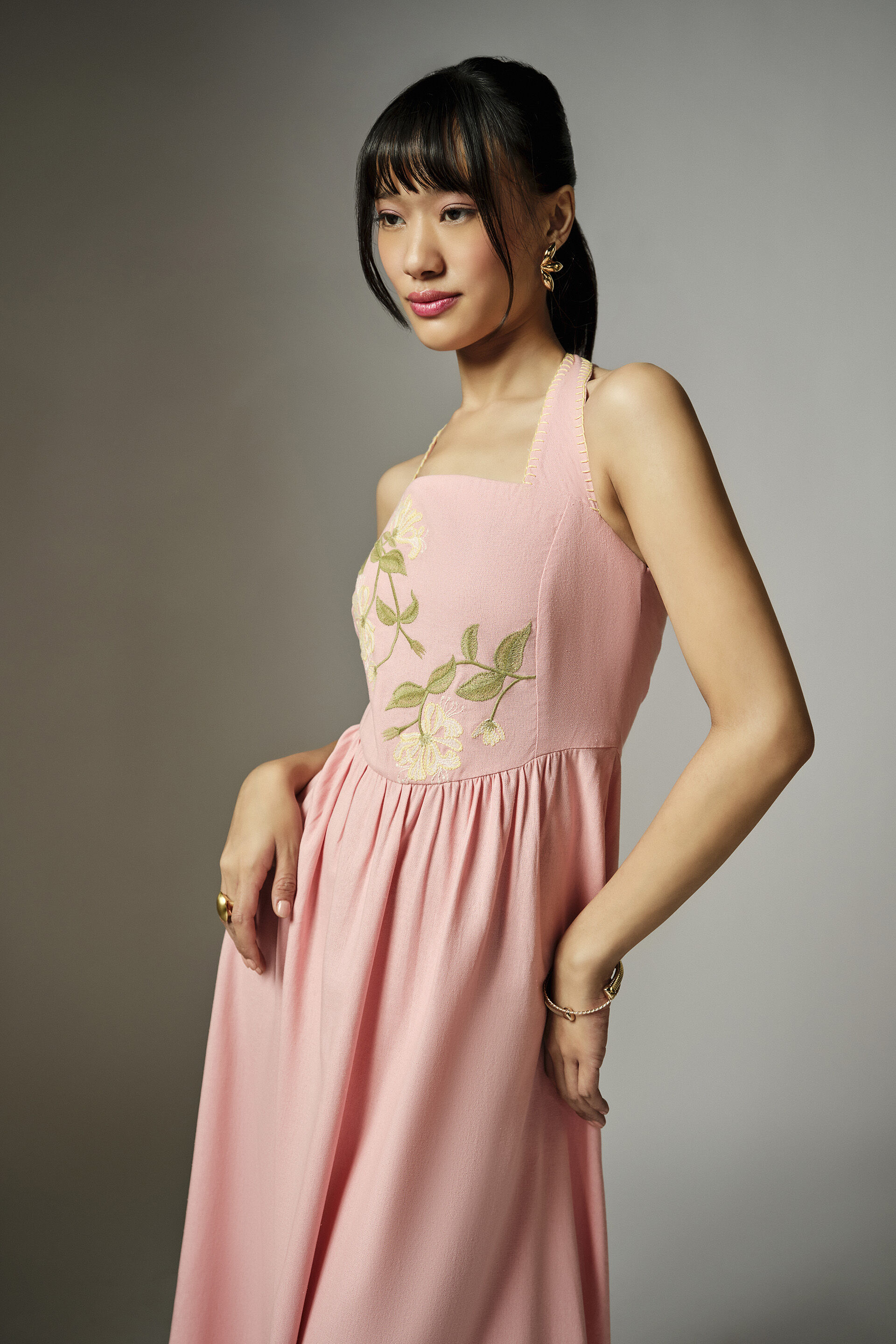 Charlotte Embroidered Light Pink Dress, Pink, image 4